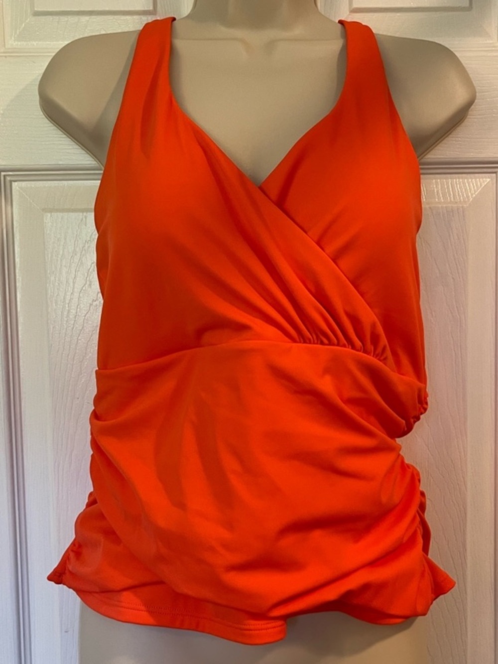 NWT Boden Lavanzo Halter Wrap Tankini Swimsuit Bathing Suit Top Coral Orange 12